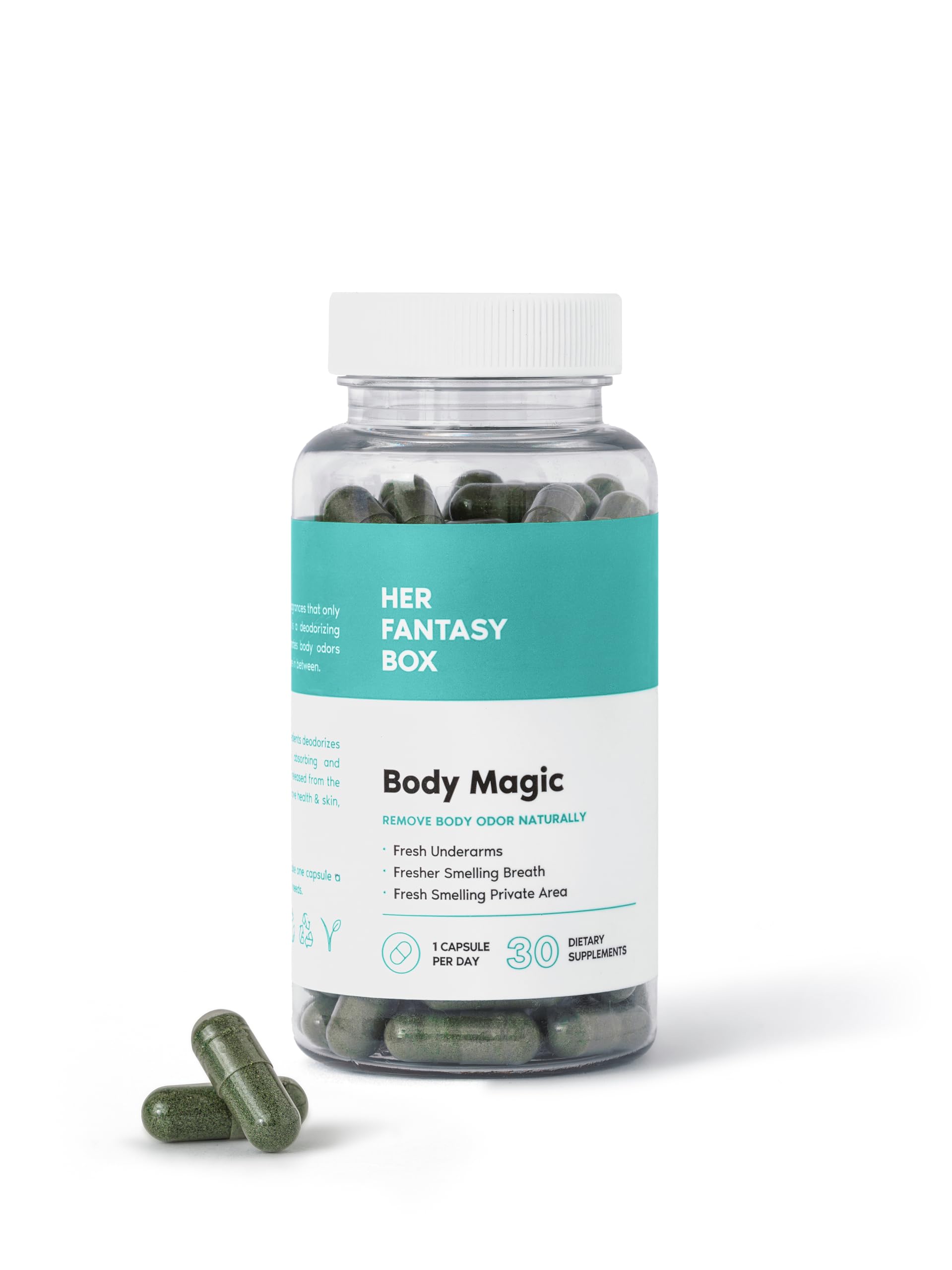 Her Fantasy Box Body Magic Chlorophyll Capsules for Detox and Digestion (100mg)  
Her Fantasy Box Body Magic Chlorophyll
